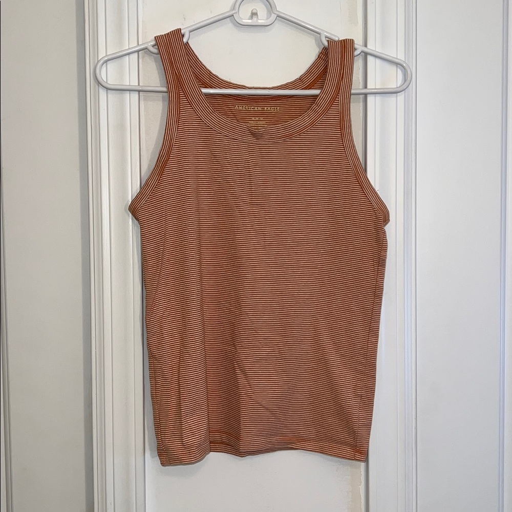 American Eagle Rust and White Striped Top